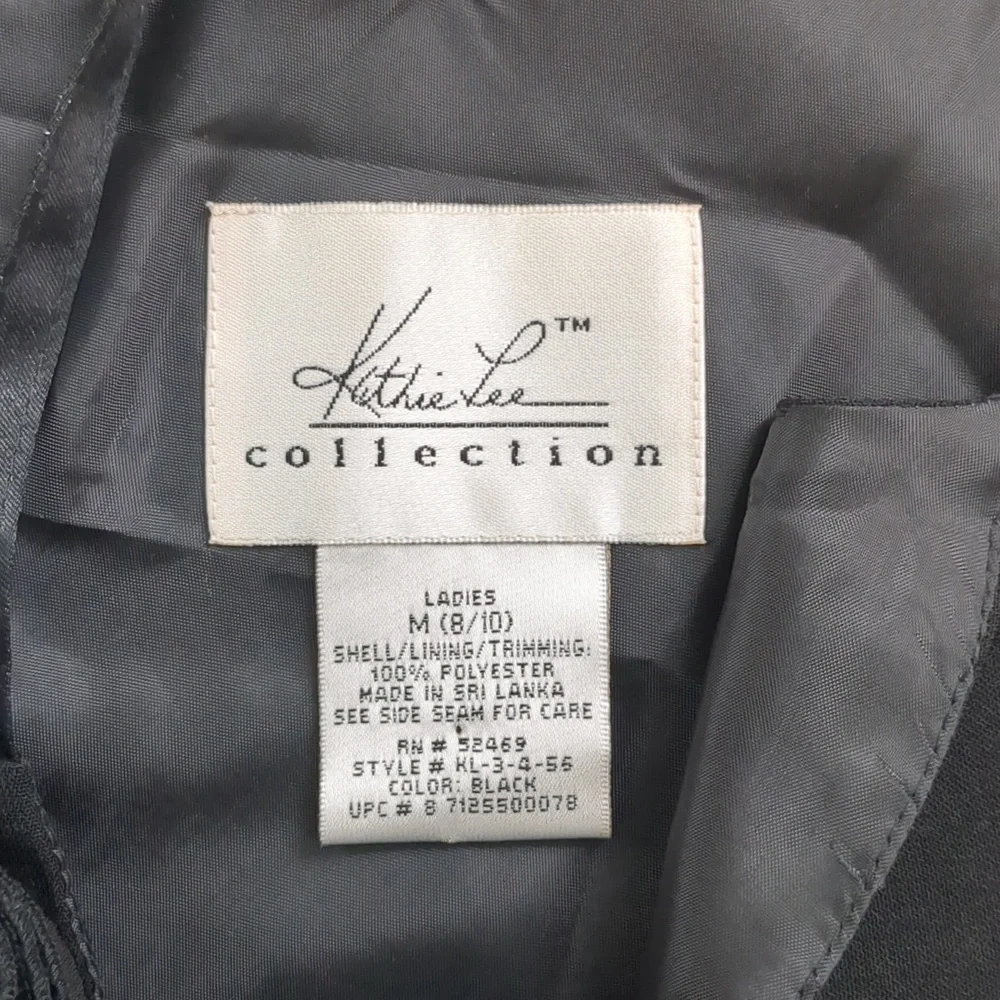 Vintage Kathie Lee Bias Cut Midi Black Dress With Rosette Women's 8/10 - Picture 5 of 6